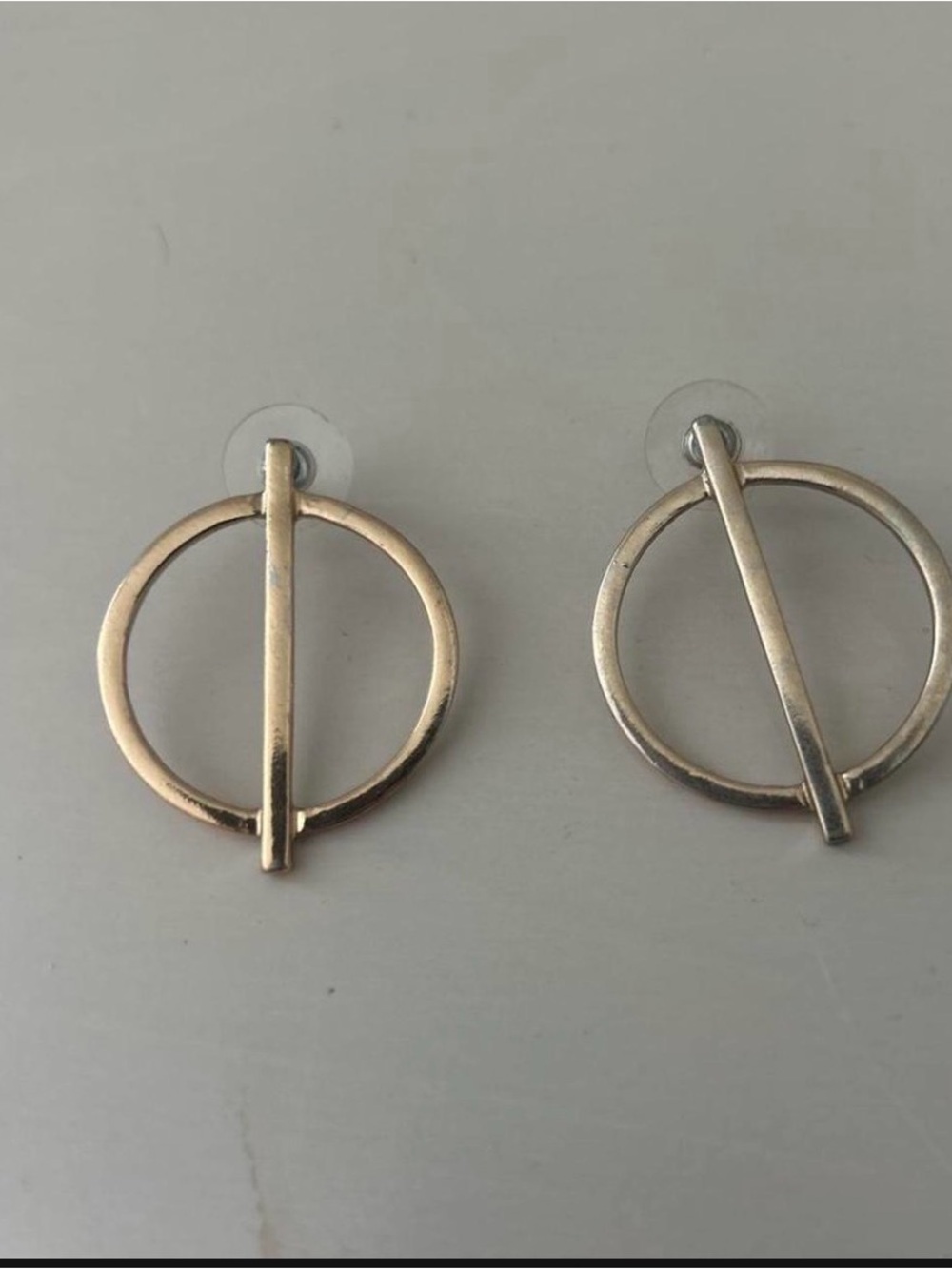 Minimalist Gold-Tone Circle Bar Drop Earrings